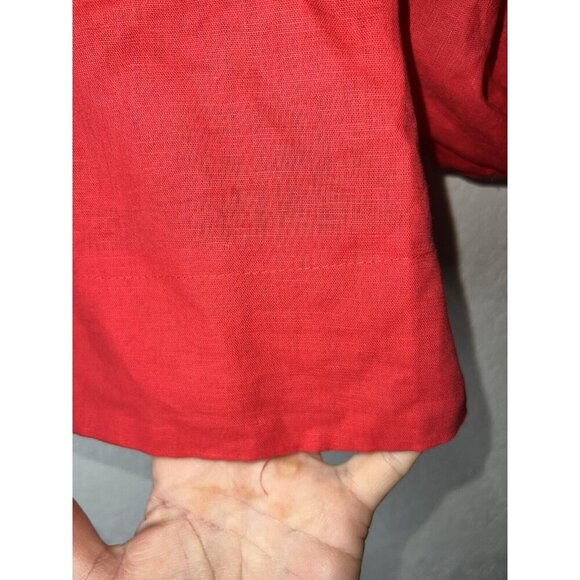 Petal & Pup Chelsea Linen Top Red Crop  Tie Back Puff Sleeves Size 8 NWTS 1D - Picture 6 of 7